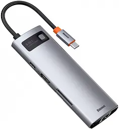 USB-хаб Baseus Metal Gleam Series 8-in-1 Multifunctional Type-C HUB Docking Station Gray