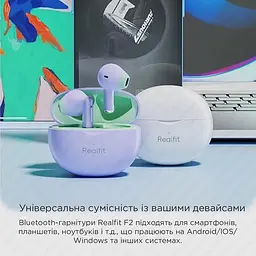 Навушники бездротові Realfit TWS із шумозаглушенням F2 - мініатюра 7