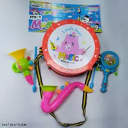 Дитячий музичний набір Lovely bear: барабан, саксофон, дудка та маракас (8998-3)