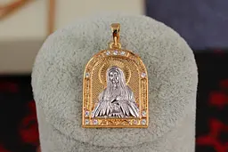 Ладанка Xuping Jewelry у формі арки з камінням пресвята Богородиця 2,5 см комбінована