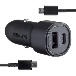 Автомобільний зарядний пристрій Samsung Dual Port Car Charger USB + Type-C Port 25W With Cabble Type-C to Type-C High c0py Чорний