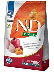 Сухий беззерновий корм Farmina N&D Grain Free PUMPKIN QUAIL & POMEGRANATE ADULT для дорослих котів з перепелом та гарбузом 5 кг