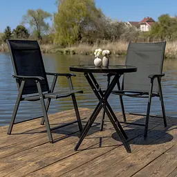 Комплект садових меблів 4Points Lario-2 розкладний круглий стіл ⌀60см та два розкладні стільці - мініатюра 3