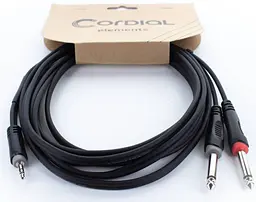 Коммутационный кабель mini Jack 3,5 stereo — 2x Jack mono 6.3 3м Cordial EY 3 WPP - мініатюра 1
