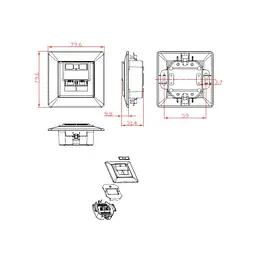 Комп'ютерна розетка RJ45x2 FTP cat.6 Cablexpert (MWS-2S6-01) - мініатюра 5