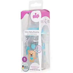 Пляшечка скляна Nip Ведмедик, 125 мл, світло-блакитна (35069) - мініатюра 3