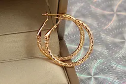 Сережки кільця Хuping Jewelry кручений джгут 2.5 см золотисті