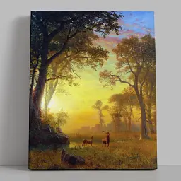 Інтер'єрна картина Світло в лісі, Альберт Бірштадт, Albert Bierstadt, Light in the Forest, репродукція картини, 60×48 см (id7361)