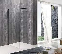 Душова перегородка Mixxus Premium Flat SP02-90x200-TR Black Walk-In прозоре скло 8 мм MI6855, прозоре, чорний матовий - мініатюра 3