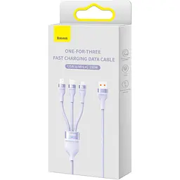 Кабель Baseus Flash Series Ⅱ 3-in-1 Cable USB to MicroUSB+Lightning+Type-C 100W 1.2m CASS030005 Purple - мініатюра 6