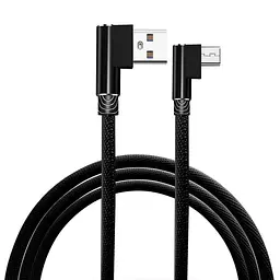 Micro usb кабель з Г-подібними роз'ємами - 2 метри, чорний (100911)