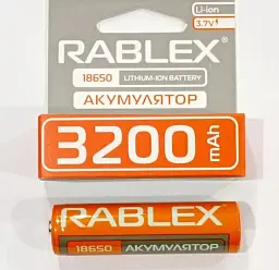 Акумулятор Rablex 18650 Li-Ion 3200mAh - мініатюра 1