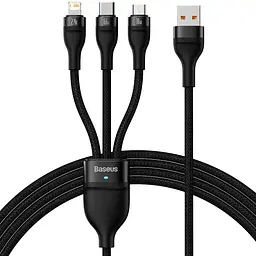 Дата кабель Baseus Flash Series 2 USB to MicroUSB-Lightning-Type-C 100W (1.2m) (CASS03000) Black
