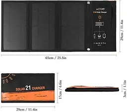 Сонячна панель Solar panel Y11020U 21 W + 2xUSB Зарядний пристрій (Чорний) - мініатюра 6