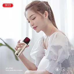 Портативна акустика XO F42 Dazzling RGB з караоке та бездротовим мікрофоном блакитна - мініатюра 6