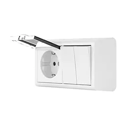 Розетка Ovivo Electric Nivo, подвійна з заземленням, з кришкою + 2-й вимикач, накладна, біла - мініатюра 3