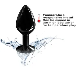 Металева анальна пробка з кристалом Dorcel Diamond Plug Black M - мініатюра 4