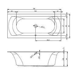 Ванна акрилова Rho Lnares 180x80 BT4600500000000 Білий - мініатюра 2
