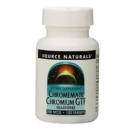 Хром Source Naturals Chromemate Chromium GTF 200 mcg Yeast-Free 120 таблеток