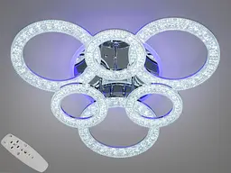 Люстра стельова LED Diasha 2203/3+3HR, 107W, 3200K-6500K, хром, сучасний стиль для вітальні, спальні, кухні, офісу