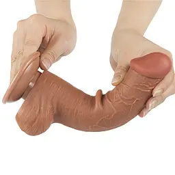 Фалоімітатор Lovetoy Sliding-Skin Dual Layer Dong 8'' 20.8 см коричневий - мініатюра 5