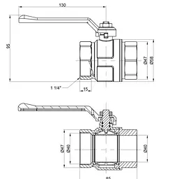 Кран кульовий Icma 1" 1/4 прямий №350 (87350AG11) - мініатюра 4