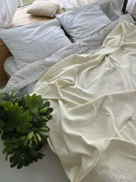 Покривало Zeintex Косичка бавовняне молочне - мініатюра 7