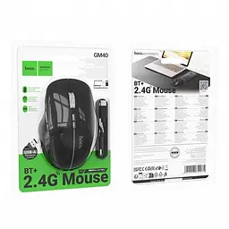 Миша ігрова акумуляторна Hoco GM40 Dixon Bluetooth 2.4G, RGB, акумулятор 400 мАг, DPI 800 1200 1600, 7 кнопок, чорна - мініатюра 4