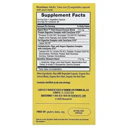Ферменты для пищеварения Renew Life DigestMore Plant Based Enzymes 90 вегетарианских капсул - миниатюра 2