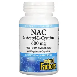 NAC (N-ацетил-L-цистеин) NAC 600 mg 60 Capsules Natural Factors vit0006624
