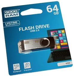 Флеш накопичувач USB 64Gb Goodram UTS2, чорний, USB 2.0, до 20/5 МБ/с (UTS2-0640K0R11)