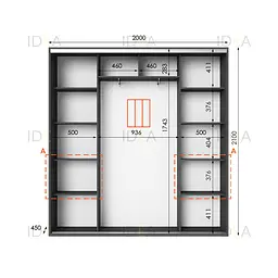 Шафа-купе Idea серія 7 200 x 45 x 210 см Антрацит - мініатюра 2