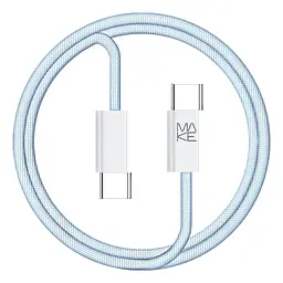 Кабель MAKE Type-C to Type-C PD 65W 1м Nylon Blue