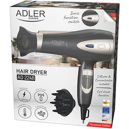 Фен Adler AD 2248 grey champane 2200Вт/ 2 швидкості/ хол.обдув/ темп.режимів-3/ іонізація/ дифузор - мініатюра 6