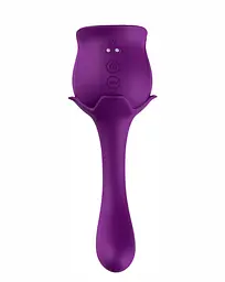 Подвійний вібратор з вакуумною стимуляцією Stymulator Rose S-E05 purple - мініатюра 2