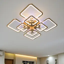 Стельова LED-люстра Diasha 8157/4+4G 190W, 60×60×12 см, 3 кольори світла, диммер, пульт - мініатюра 2
