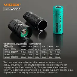 Портативний світлодіодний ліхтарик Videx VLF-A355C 4000 Lm 5000 K (VLF-A355C) - мініатюра 12
