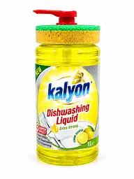 Засіб для миття посуду з губкою Kalyon Extra Strong Лимон 1 л