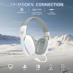 Ігрова гарнітура Attack Shark L90 Wireless,2.4GHz/Bluetooth/3.5mm PS4/PS5/Switch/Xbox/Mac/PC White (L90W_AS) - мініатюра 4