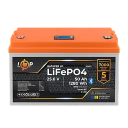 Акумулятор LP LiFePO4 25,6V - 50 Ah (1280Wh) (BMS 80A/50А) пластик LCD Smart BT - мініатюра 2