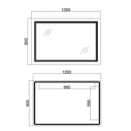 Дзеркало Qtap Cardinal 1200x800 з LED-підсвічуванням Touch, з антизапотіванням, з димером температури кольору (3000-6500K) QT0478C12080 - мініатюра 2