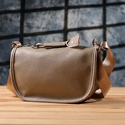 Практична напівкругла сумка для жінок з натуральної шкіри Vintage 22907 бежева - мініатюра 10