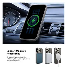 Чехол для Apple iPhone 15 Pro, Uniq MagCase, серый, противоударный, панель-накладка с MagSafe, ударопрочный TPU+PC, с магнитом MagSafe, поддержка полноценной беспроводной зарядки, ArmorStandart (ARM75278) - мініатюра 4