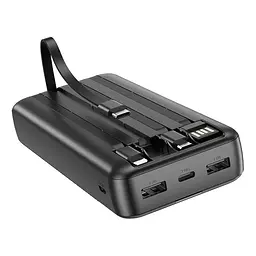 Зовнішній акумулятор Borofone BJ20A 20000 mAh з вбудованими кабелями чорний - мініатюра 2