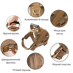 Шлейка для собак Fanxing Pet, тактичний жилет із ручкою S, Чорний