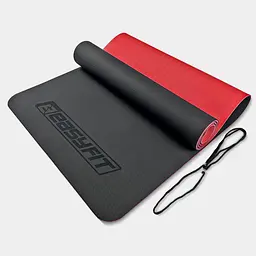 Килимок для йоги та фітнесу EasyFit TPE+TC 6мм двошаровий чорний-червоний (EF-1924-BR)