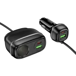 Розгалужувач авто прикурювача - зарядний адаптер HOCO Z59A Rank 96 W (2C2A) cigarette lighter slot car charge - мініатюра 4