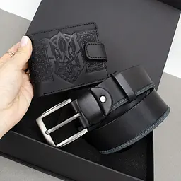 Подарунковий чоловічий набір Handycover 2501 (гаманець та ремінь) чорний в коробці - мініатюра 3