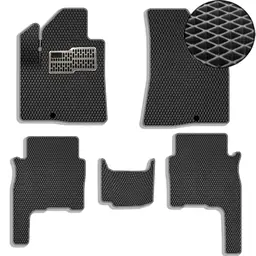 Килимки в салон EVA для Hyundai Santa Fe 2006-2010 (Доресталінг) з підп'ятником Чорно-Сірий кант 5 шт