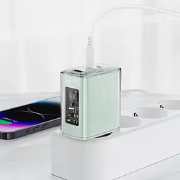 Мережевий зарядний пристрій Acefast A45 USB/2 Type-C QC PD PD65W GaN бірюзовий - мініатюра 2